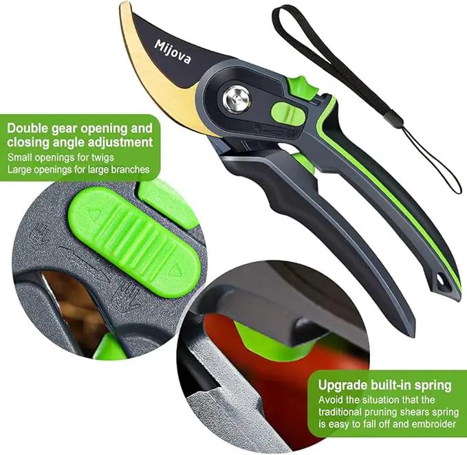 Pruning Shears, Heavy Duty Handheld Gardening Scissors, High Carbon Steel Plant Shears Use for Gardening Pruners, Floral Shrubs and Vines, Professional labor-saving Secateurs by GreenHaven Gardens
