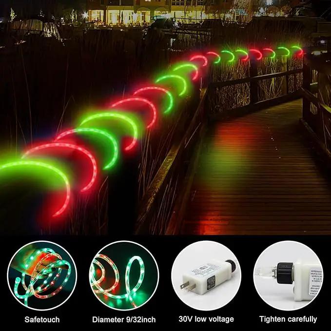Christmas Rope Lights Outdoor, 50Ft 600 LED Red and Green String Lights, Waterproof Tube Light Plug in 8 Modes Timer Memory, Permanent Christmas Lights for Tree Fence Yard House Decorations by GreenHaven Gardens