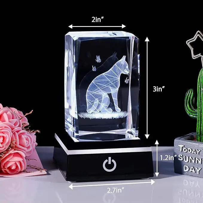 Qianwei Cat Gifts for Cat Lovers Women Girls, 3D Crystals Cat Memorial Figurines Statue Cat Themed Gifts Home Decor Anime Black pet Loss Gifts Cat Mom Gifts for Women Memorial Birthday Best Friend by GreenHaven Gardens
