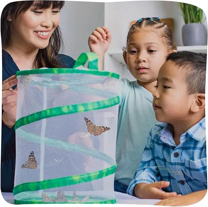Insect Lore Butterfly Garden Kit – 10 Live Caterpillars, Habitat, STEM Journal, 2 Chrys-a-lid Holding Logs & Feeder – Grow & Release Painted Lady Butterflies – Educational Science Toy by GreenHaven Gardens