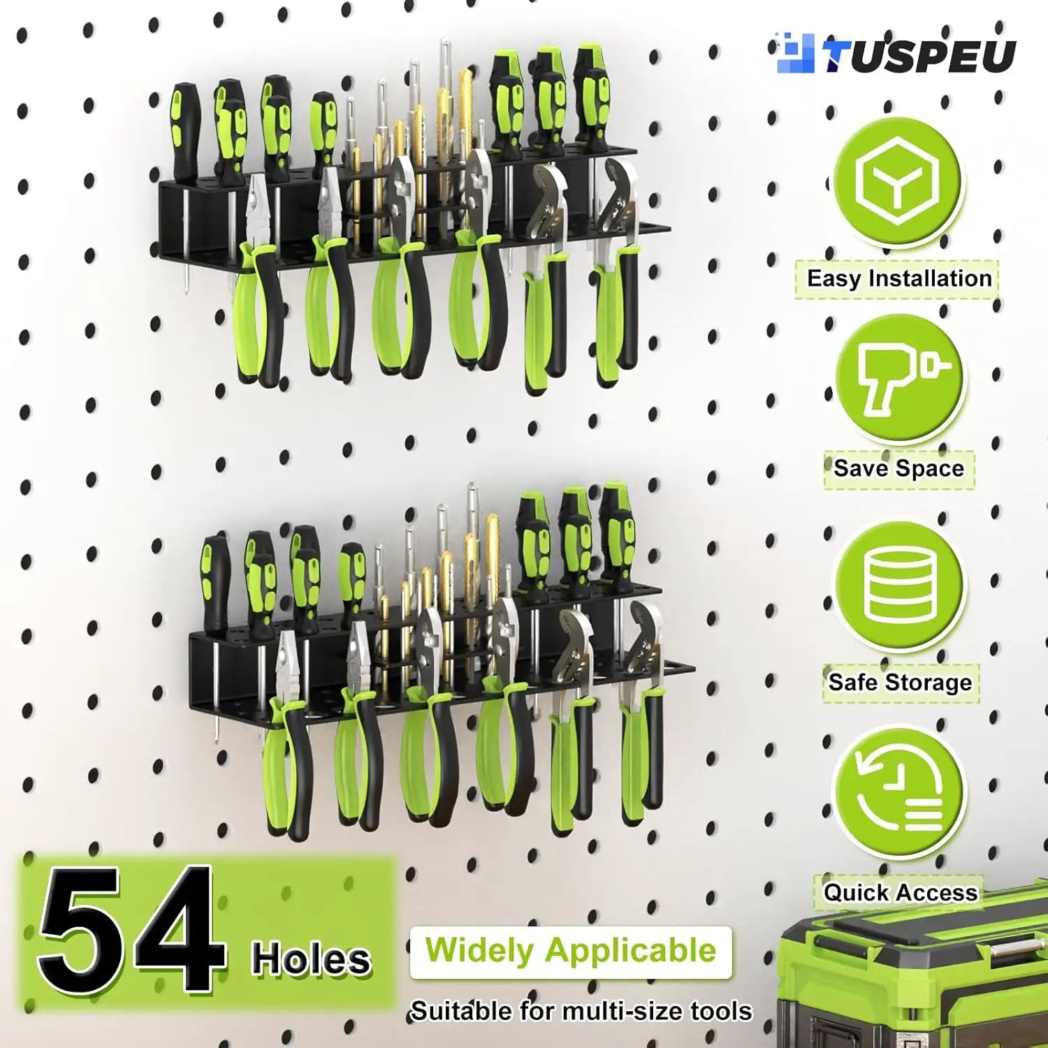Screwdriver Holder Wall Mount,Heavy Duty Metal Utility Bit Organizer for Screw driver Pliers Drill Bits Small Tools,Screwdriver Organizer Suitable Garages Homes Workshops Sheds (54 holes 2pc) by GreenHaven Gardens