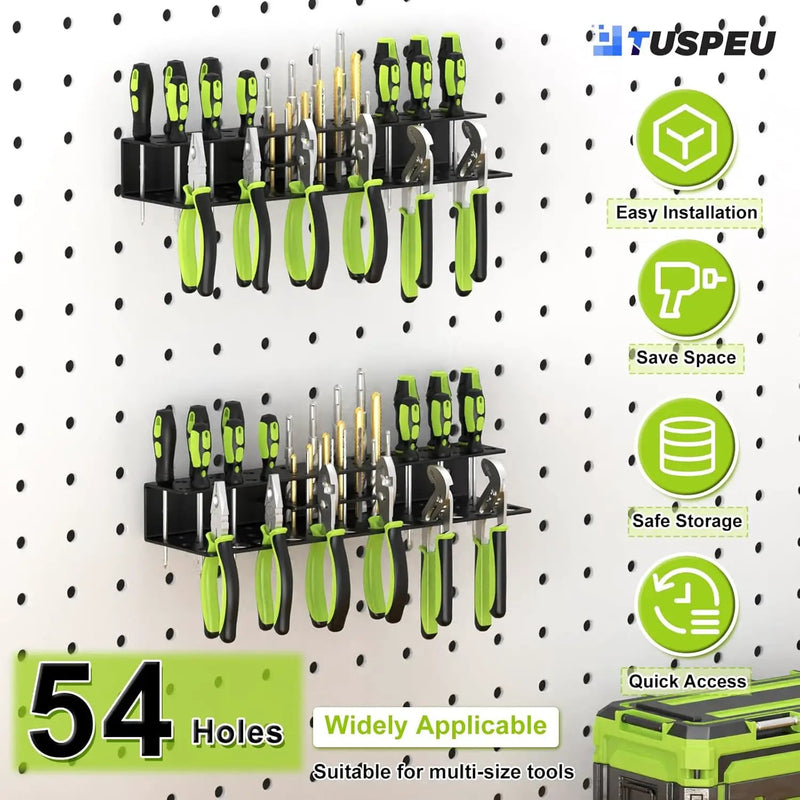 Screwdriver Holder Wall Mount,Heavy Duty Metal Utility Bit Organizer for Screw driver Pliers Drill Bits Small Tools,Screwdriver Organizer Suitable Garages Homes Workshops Sheds (54 holes 2pc) by GreenHaven Gardens