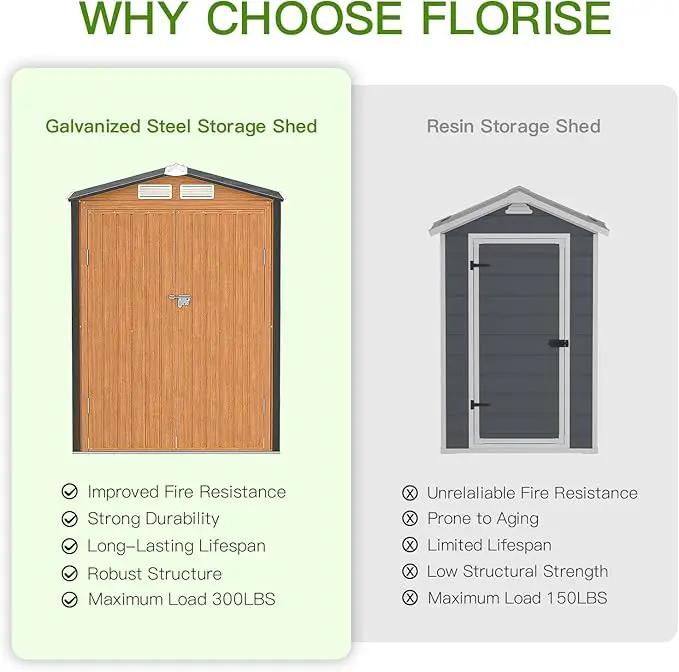 Outdoor Storage Shed, 5x3 Ft Metal Steel Tiny House with Frame Floor & Lockable Door, Vertical Outside Storage Building for Garden, Backyard, Lawn, Patio Utility, Tool Storage by GreenHaven Gardens