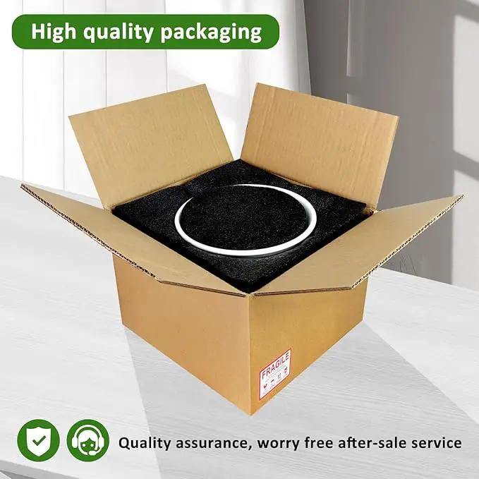8 Inch Plant Pot, Ceramic Planter with Drainage and Saucer, Ceramic Pots for Plants, Indoor Plant pots,Ceramic Flower pots(Black + White, Plants NOT Included) by GreenHaven Gardens