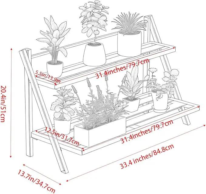 Deluxe 2-Tier Aluminum Plant Stand Indoor/Outdoor, Weather-Resistant Flower Pot Rack, Stylish & Lightweight Plant Stands for Garden, Balcony & Living Room by GreenHaven Gardens
