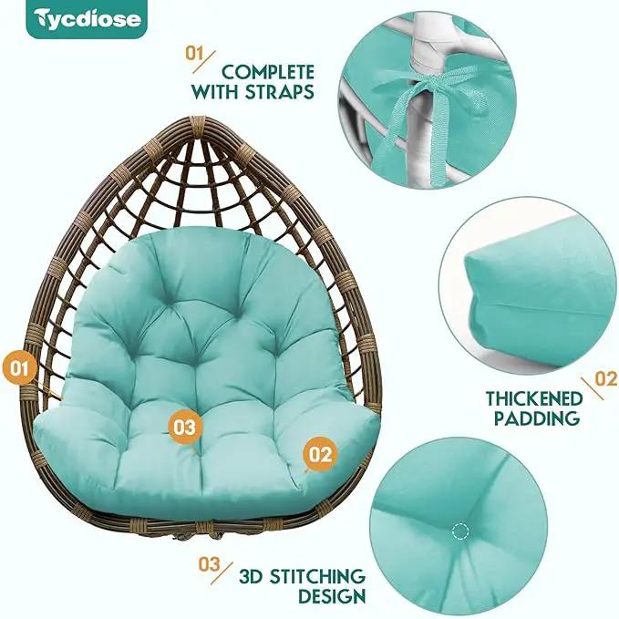 Egg Chair Cushion Replacement, Waterproof Outdoor Hanging Egg Chair Cushion Hammock Swing Chairs Cushions Pads, U-Shaped Thickened Cushions for Hanging Eggs Chairs, 47x33x7 Inches (Teal) by GreenHaven Gardens