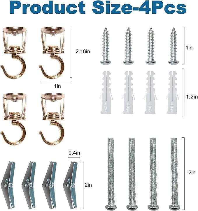Ceiling Hooks for Hanging Plants (4 PCS Gold),Heavy Duty Metal Plant Hooks, Screw in Hooks for Hanging Birdfeeders, Lamps, Planters, Outdoor Decorative Hooks up to 33 lbs by GreenHaven Gardens