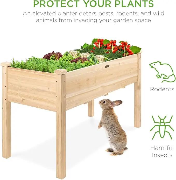 Best Choice Products 48x24x30in Raised Garden Bed, Elevated Wood Planter Box Stand for Backyard, Patio, Balcony w/Bed Liner, 200lb Capacity - Natural by GreenHaven Gardens