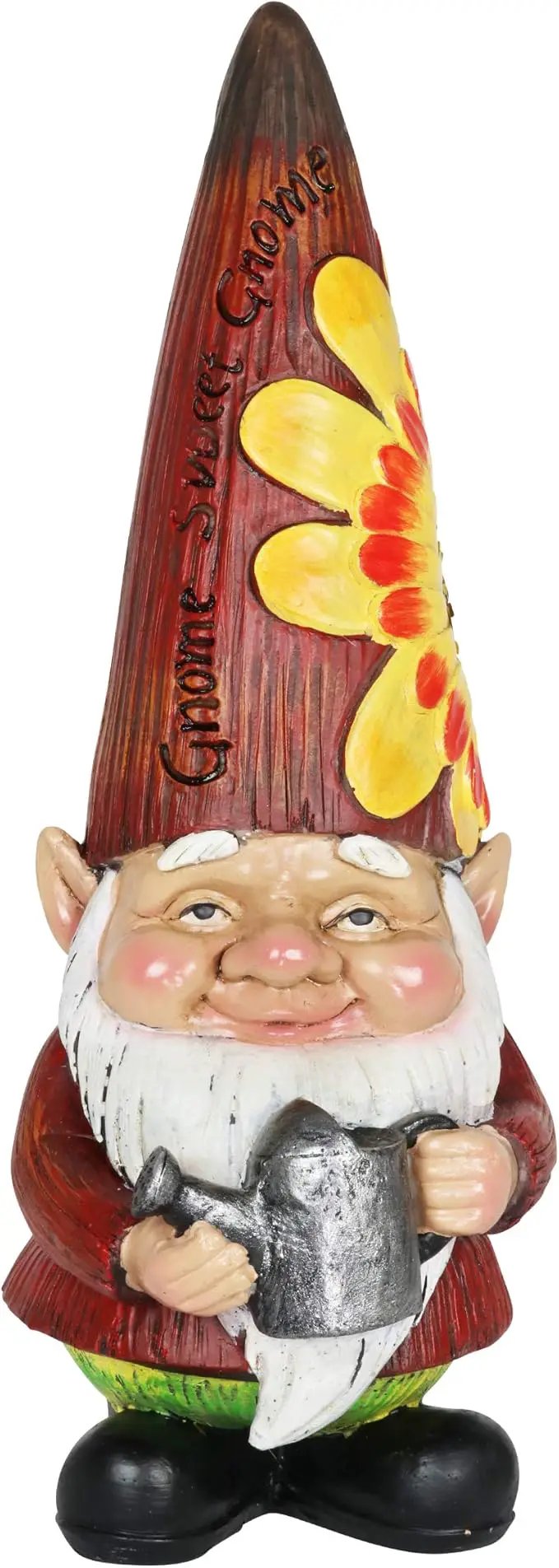 Exhart Garden Gnome, Red Hat Garden Statue Sculpture with Watering Can, Outdoor Lawn and Yard Decoration, 5 x 5 x 12.5 Inch by GreenHaven Gardens