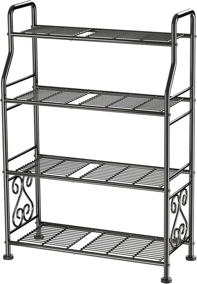 GIOTORENT Plant Stand Outdoor Indoor 4 Tier Metal Waterproof - 41.3" Plant Shelf for Patio, Balcony, Living Room, Large Capacity Tiered Plant Rack, Black by GreenHaven Gardens