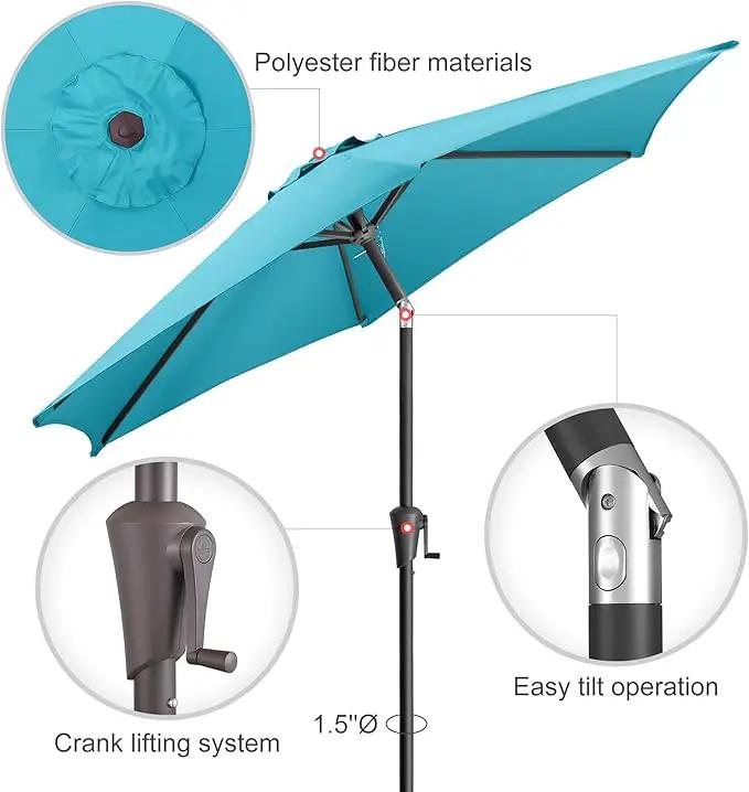 9ft Outdoor Patio Umbrella - Table Umbrella Waterprool UV Protection, Sombrillas de Patio with Push Button Tilt&Crank, Sun Umbrella for Pool, Porch, Garden, Deck, Backyard(Sky Blue) by GreenHaven Gardens