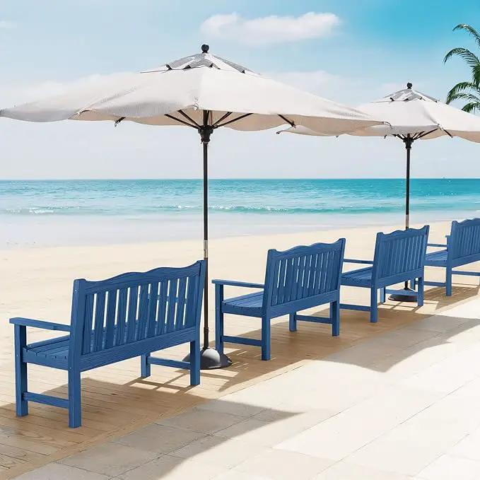 Stoog Outdoor Bench, 2-Person All-Weather HIPS Garden Bench with 800 lbs Weight Capacity, Never Rot or Fade, Waterproof Bench, for Outdoor, Patio, Garden, Porch, Backyard and Park, Blue by GreenHaven Gardens