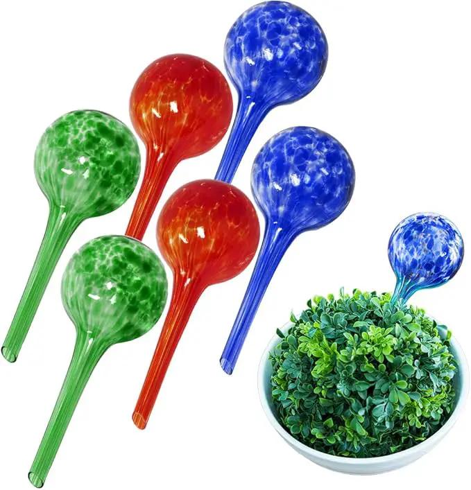 Evelots Plant Watering Globes (6 Pack) - Hand Blown Glass - Automatic Water Irrigation System - Indoor/Outdoor - Leave Your Home Worry Free by GreenHaven Gardens