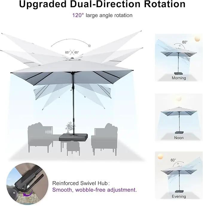 PURPLE LEAF 8' X 10' Left-right Tilting Outdoor Patio Umbrella Swivel Offset Cantilever Heavy Duty Rectangle Aluminu Umbrella with UV Resistant for Deck Pool Patio Backyard, Pebble Grey by GreenHaven Gardens