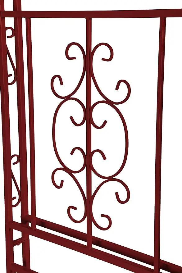 Evergreen Plow & Hearth Arch Metal Outdoor Garden Arbor | Montebello | 7 Feet Tall | Red | Iron Trellis Lattice for Climbing Plants | Wedding | Outdoor Patio Decor (Red) by GreenHaven Gardens