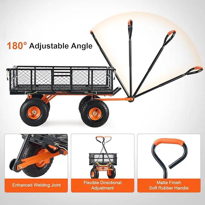 VEVOR 400lbs Steel Garden Dump Cart, Heavy Duty Garden Wagon Yard Dump Wagon with Removable Sides, Convert to Flatbed, Utility Liner, 10in All Terrain Wheels by GreenHaven Gardens