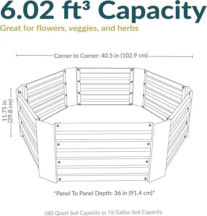 Sunnydaze 11.75" H Raised Metal Garden Bed - Galvanized Raised Garden Bed Outdoor for Vegetables and Flowers - Silver - Hexagon by GreenHaven Gardens