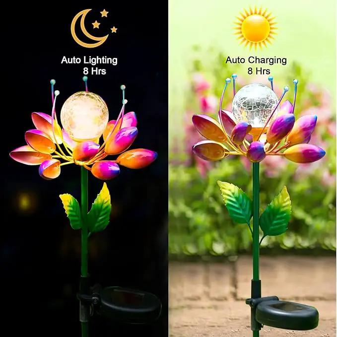 Metal Flower Solar Outdoor Lights Windmill Garden Stake - Outdoor Waterproof for Yard, Lawn, Patio, Gardening Gifts, Solar Flower Lights by GreenHaven Gardens