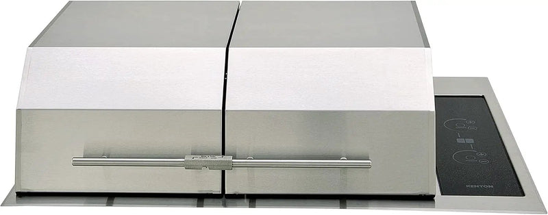 Kenyon Texan Built-In Electric Grill for Stone Counter, Standard Lite-Touch, Stainless Steel Grill with Split Lid for Indoor and Outdoor Use, 2 Burners, Quick Heat Up, Dishwasher Safe Grate, 240V by GreenHaven Gardens