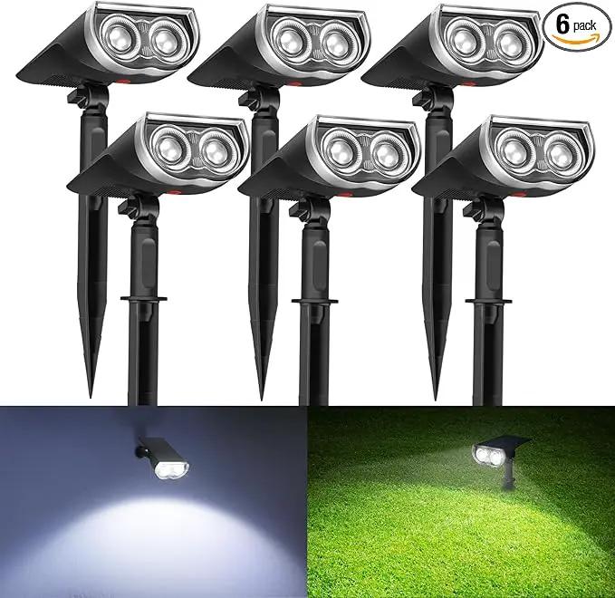 Consciot Solar Spotlights Outdoor, Daylight IP67 Waterproof 2-in-1 Solar Spot Lights, Durable Christmas Decorations Lights for Garden Yard Pathway Driveway Porch Walkway, Auto On/Off, 6 Pack by GreenHaven Gardens