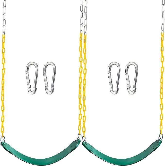 TURFEE 2 Pack Green Swing Seats Heavy Duty with 66" Chain, Swing Set Accessories Replacement with Snap Hooks for Kids Outdoor Play Playground, Trees, Playground(Green) by GreenHaven Gardens