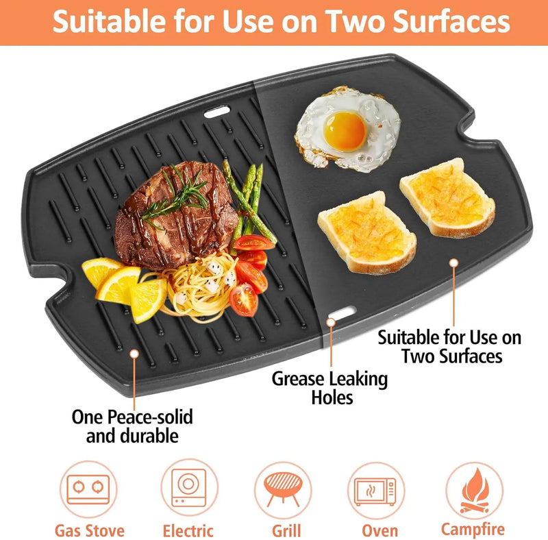 7584 Q3200 Griddle for Weber Q300 Q320 Q3000 Q3100 Q3200 Full Size Grill Plate Parts, Flat Top Cast Iron Griddle Insert for Weber 7646 Q320 Accessories, for WeberQ Grill Parts by GreenHaven Gardens
