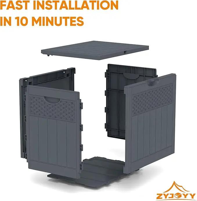 33 Gallon Resin Deck Box, Weatherproof Outdoor Storage Box for Patio, Garden, Pool, and Yard, Lockable Waterproof Bin for Tools, Cushions, and Accessories, Grey by GreenHaven Gardens