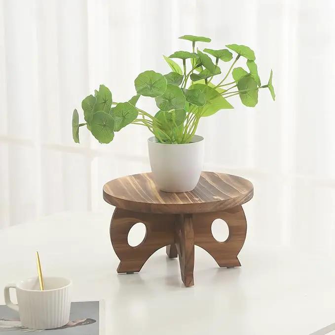 Plant Stand Indoor Wooden Plant Stool Round Stand Risers for Decor Plant Pedestal Stand Farmhouse Rustic Decorative Display Flower Holder Pedestal Board Brown by GreenHaven Gardens