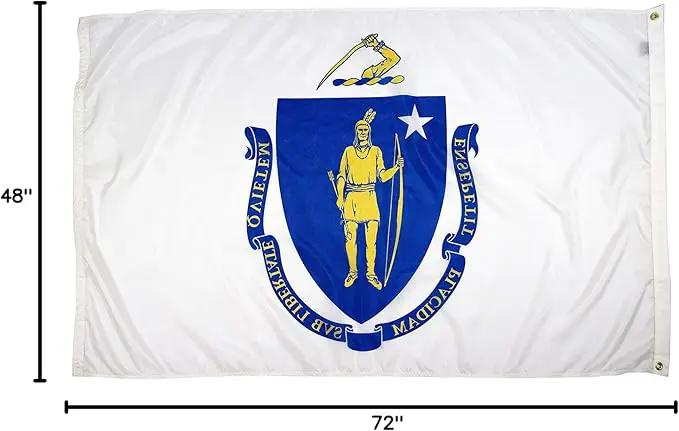 FlagSource Massachusetts Nylon State Flag, Made in the USA, 4x6' by GreenHaven Gardens
