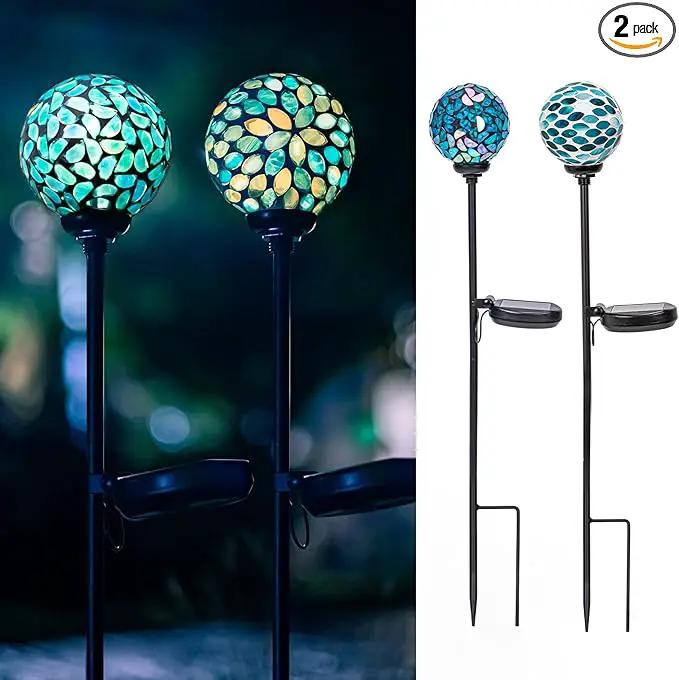 VCUTEKA Solar Lights Outdoor Decorative, Mosaic Solar Garden Light Waterpoof LED Pathway Stake Light for Landscape Lawn Patio Yard Decoration, 2 Pack by GreenHaven Gardens
