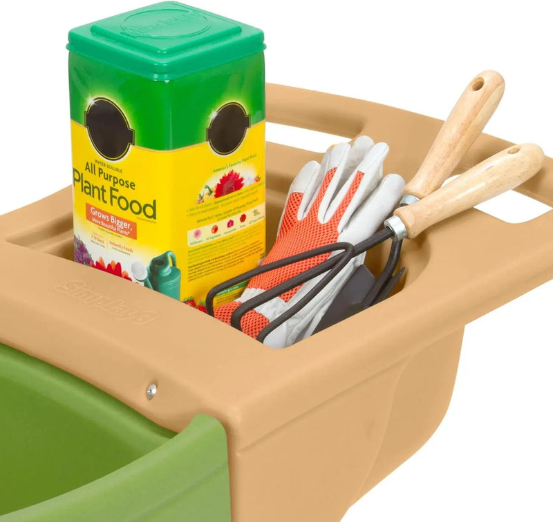 Simplay3 Easy Haul Wheelbarrow with Garden Tool Storage Tray, Durable Heavy-Duty Plastic Wheelbarrow with Large Easy Turn Wheels - Green, Made in USA… by GreenHaven Gardens