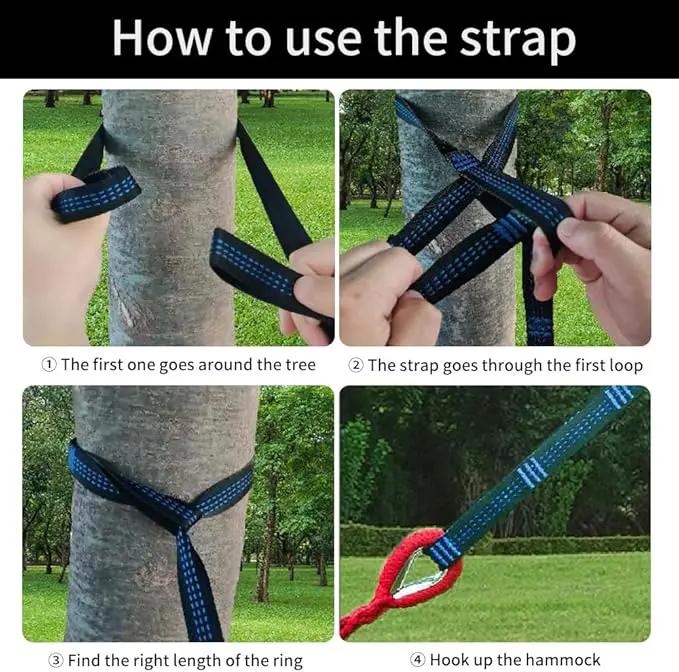 Durable Hammocks 660 Lbs Capacity, Camping Essentials Hiking Gear Accessories Max 2 X Tree Straps & Carabiners & Duckbilled Buckle & Thicker Rope & Portable Carrying Bag Included (red) by GreenHaven Gardens