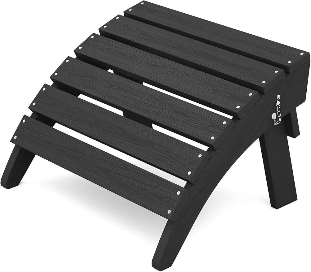 KINGYES Folding Adirondack Ottoman for Adirondack Chair, Black by GreenHaven Gardens