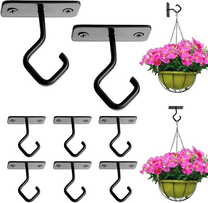 Ceiling Hooks for Hanging Plants: Iron Plant Bracket for Wall Mount - Metal Plant Hanger Indoor Hooks - 8 Pack by GreenHaven Gardens