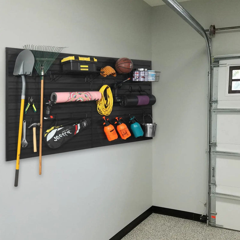 Slatwall Panel Garage Organizer PVC Slatwall Heavy Duty Wall Mounted Rack, Interlocking Slat Wall Panels for Tool Organization Peg Board(Grey 4 x 2 ft) by GreenHaven Gardens