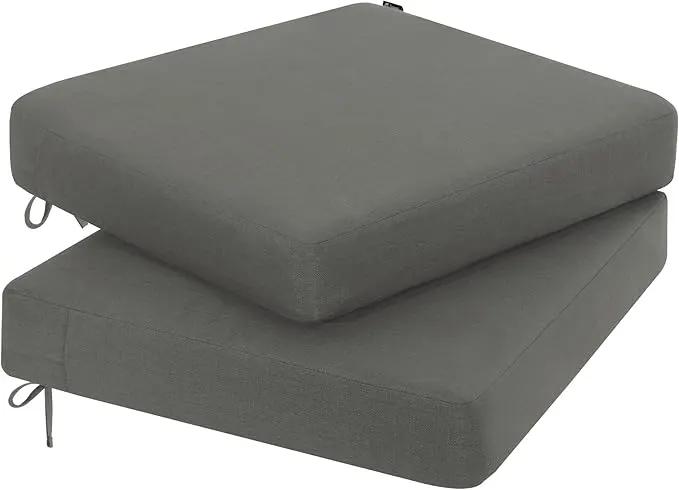 Favoyard Outdoor Chair Cushion 24 x 24 x 4 Inch Rainproof & 3-Year Fade Resistant Patio Furniture Cushions with Removable Cover and Adjustable Ties for Garden Sofa Couch Pads Set of 2, Dark Gray by GreenHaven Gardens