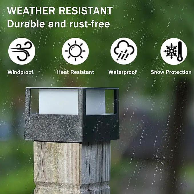 Viewsun 6 Pack Solar Post Cap Lights, Outdoor Fence Solar Powered Post Cap Lights with SMD LEDs Waterproof Light Decorative for Fence Deck or Patio Decor, Fits 4x4, 5x5 or 6x6 Wooden Posts by GreenHaven Gardens