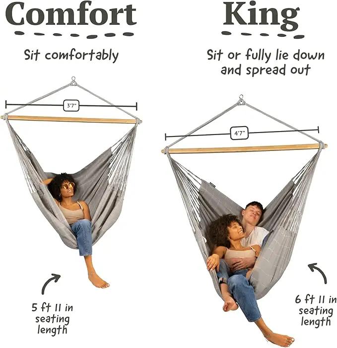 LA SIESTA® - XL King Domingo Hammock Swing Chair - Weather & Tear Resistant Hanging Hammock Chair - Indoor Outdoor Hammock Chair Swing - Hanging Chair for Patio Porch Bedroom - Max 355 Lbs, Almond by GreenHaven Gardens