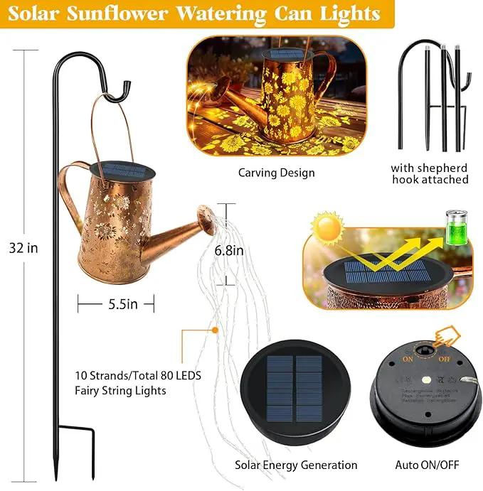 Solar Watering Can Lights, Sunflower Mother's Day Gifts for Women Mom Grandma Birthday, Large Hanging Solar Lantern Waterproof Outdoor Garden Decorations for Yard Porch Landscape Patio Pathway by GreenHaven Gardens