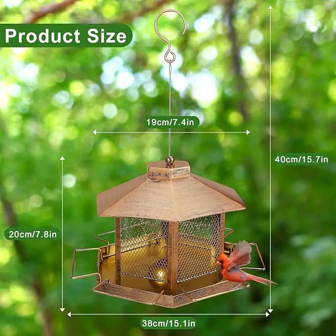 Metal Bird Feeder for Outdoor Hanging, 4.6LB Large Capacity, Garden Decoration - Attracts Wild Birds, Durable Outdoor Bird Feeding Station for Garden Yard Outside Backyard (Extra Large Gold) by GreenHaven Gardens