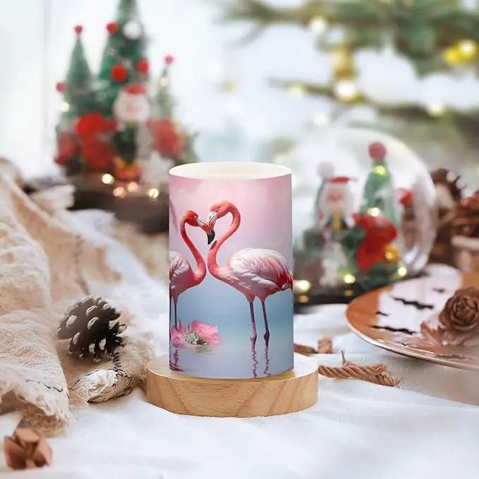 Flamingo Flameless Candles with Remote Control and Timer, Adjustable Brightness Long Lasting Battery Operated LED Pillar Candles for Indoor Outdoor Party Home Decor, 2 Pack by GreenHaven Gardens
