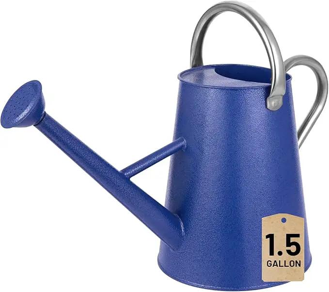 1.5 Gallon Watering Can for Outdoor Plants,Large Metal Plant Watering Pot with Removable Spout,Flower Garden Water Can Watering Pot,Galvanized Steel Watering Can with Stainless Steel Handles，Navy by GreenHaven Gardens