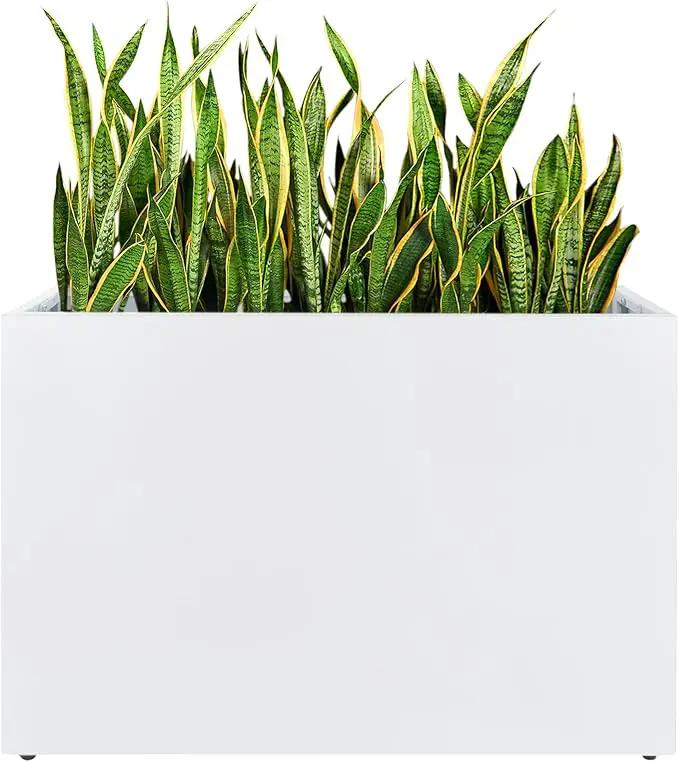 Metal Rectangular Planter, 35.5"x 10"x 28" White Planter Box for Outdoor, Easy Installation Galvanized Steel Planter with Drainage Holes, Outdoor Planter for Porch/Patio/Garden by GreenHaven Gardens