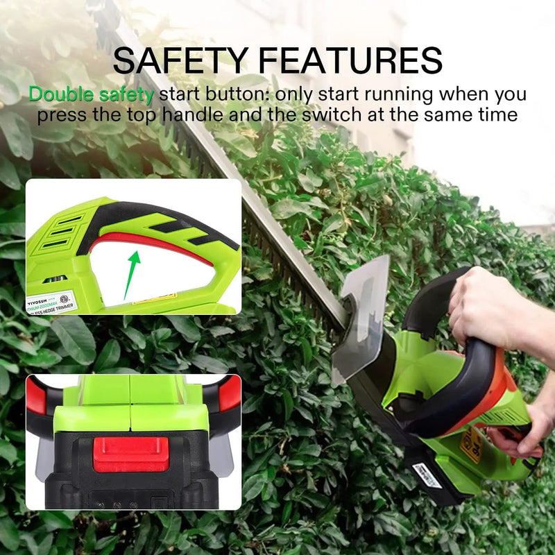 VIVOSUN 20" Cordless Hedge Trimmer, 20V Electric Bush Trimmer, 1400 RPM Shrub Trimmer, Dual-Action Laser Blade, 3/5" Cutting Capacity, Lightweight & Compact Trimmer, Battery and Fast Charger Included by GreenHaven Gardens