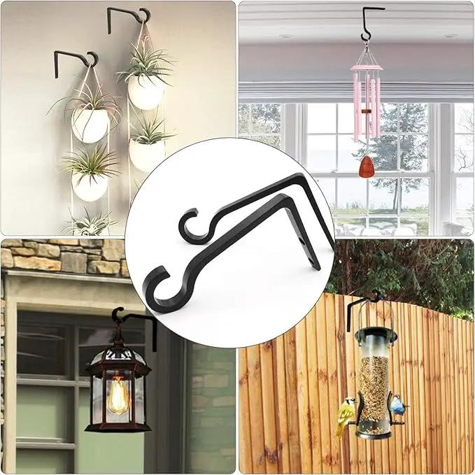 Hanging Plant Bracket 6inch Metal Plant Hook Shepherds Hook Decorative Wall Plant Hanger for Hanging Lanterns, Bird Feeder, Flower Basket, Home Decor Indoor & Outdoor (2, Gold Hammertone) by GreenHaven Gardens