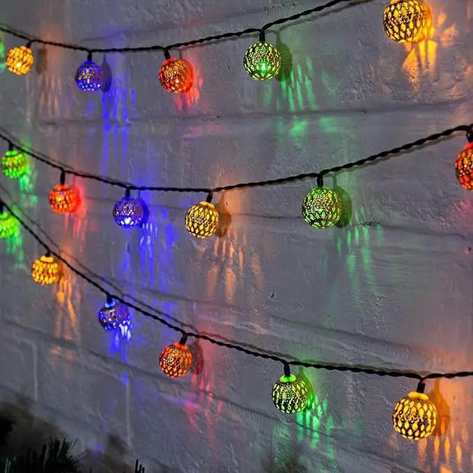 Solar Moroccan String Lights Outdoor 60 LED 36 Ft Globe Fairy Lights with 8 Lighting Modes, Waterproof Solar Powered String Lights for Garden Yard Gazebos Camping Party (Multicolor) by GreenHaven Gardens