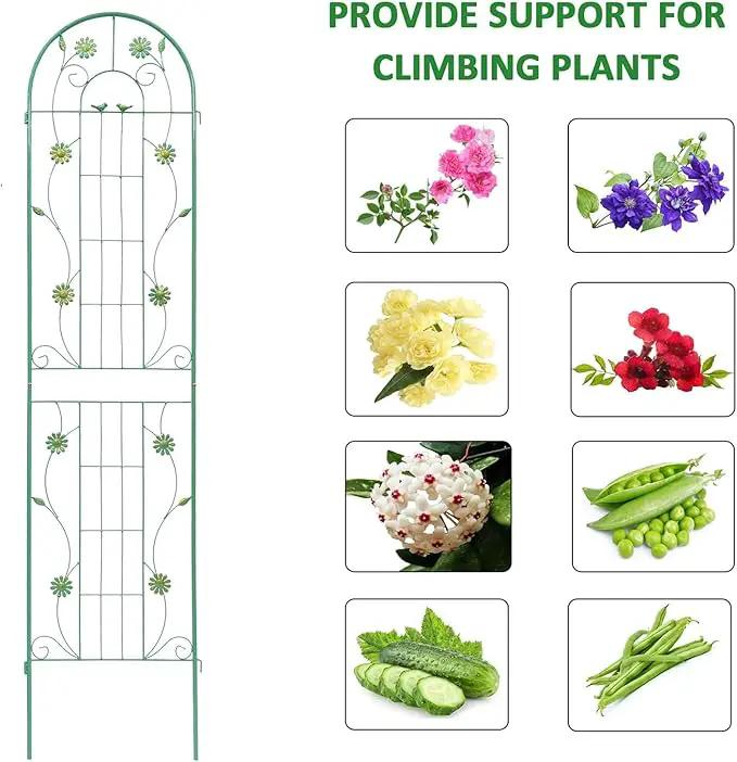 4 Pack Metal Garden Trellis 86.7" H Garden Fence Rustproof Trellis for Climbing Plants Support Roses Flower Outdoor Lawn Green-Blue Tall Trellis by GreenHaven Gardens