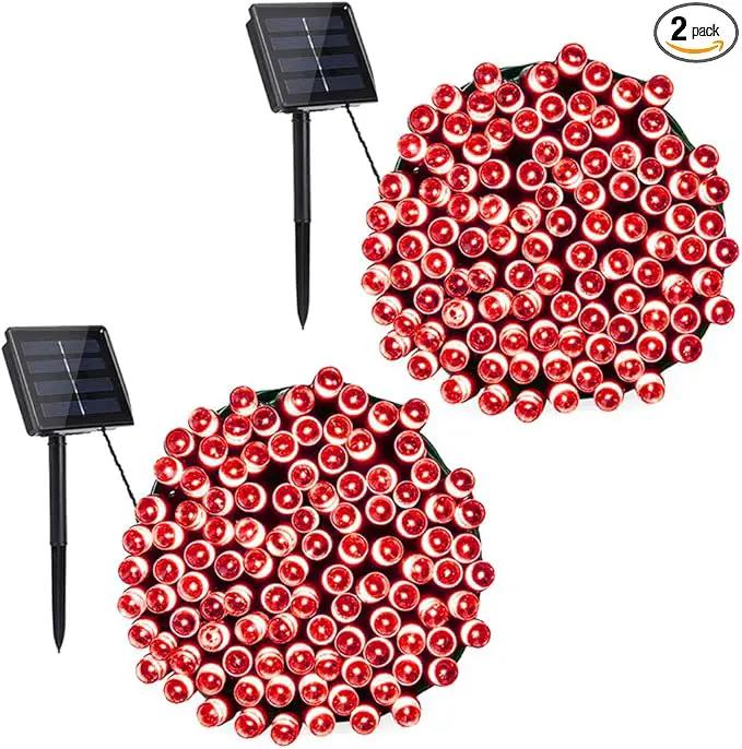 Toodour Solar Christmas Lights - 2 Packs Total 144ft 400 LED 8 Modes Waterproof Outdoor String Lights for Garden, Patio, Fence, Balcony, Christmas Tree Decor - Red by GreenHaven Gardens