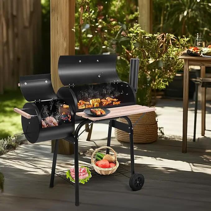 Outvita BBQ Charcoal Grill, Outdoor Patio Barbecue Cooker with Offset Smoker, Wheels and Tray for Balcony Picnics, Party and Camping by GreenHaven Gardens