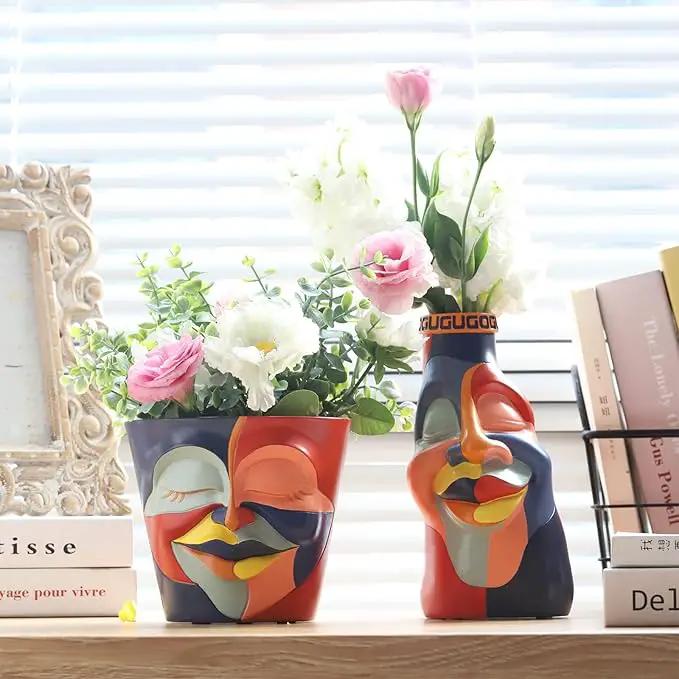 GUGUGO Abstract Rainbow Head Planter, Graffiti Face Planters Pots with Drainage, Flower Plant Pots for Indoor Plants, Unique Funny Pots for Plant Lover Gifts by GreenHaven Gardens